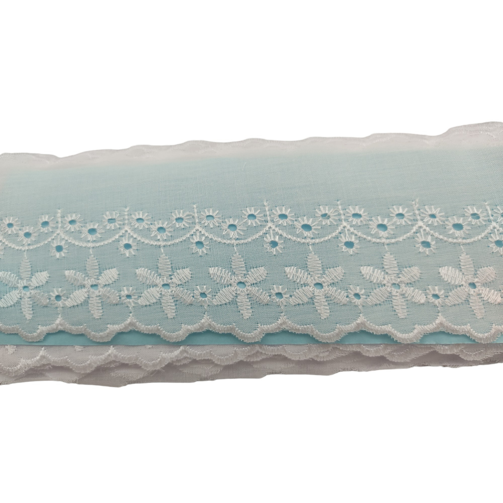 Bordado Inglês Bi-108 - Larg: 7,5cm - Branca - 13,7mts-Artesanato Decoração Patchwork em Oferta na Shopee