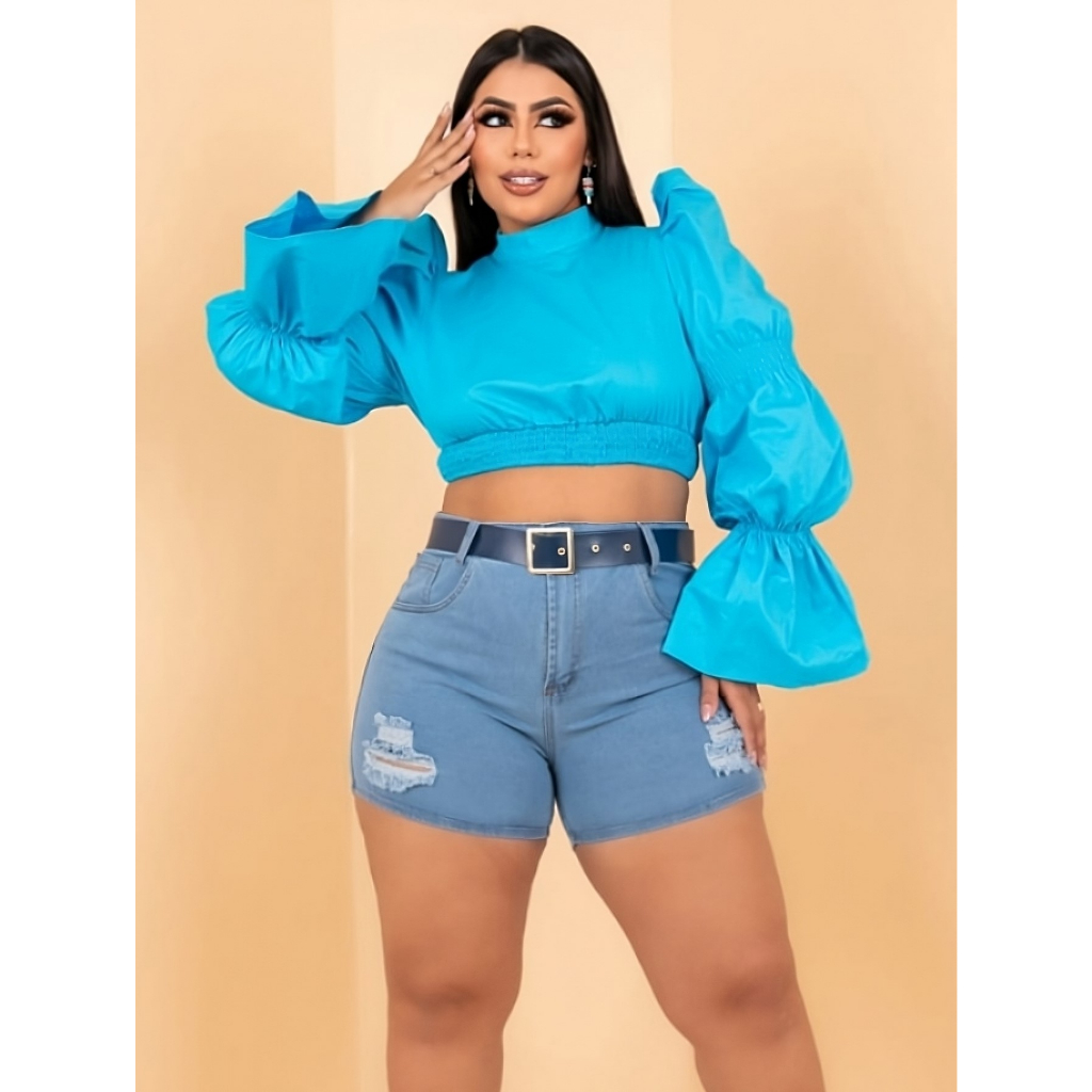 Short jeans Plus Size Hot-Paint C/ Lycra  + Cinto exclusivo em Oferta na Shopee