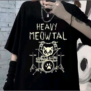 Camiseta básica camisa heavy Meowtal catgotico rock roll unissex