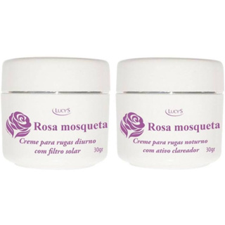 Kit 2 Cremes Rosa Mosqueta Antissinais Antirrugas Clareador de Manchas Escuras Dia e Noite Lucys em Oferta na Shopee