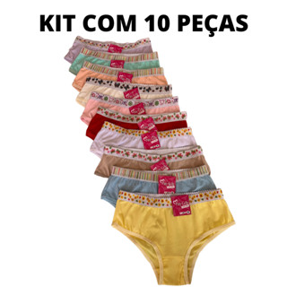 Kit Com 10 Calcinhas Modelo Tanga Juvenil Algodão Atacado