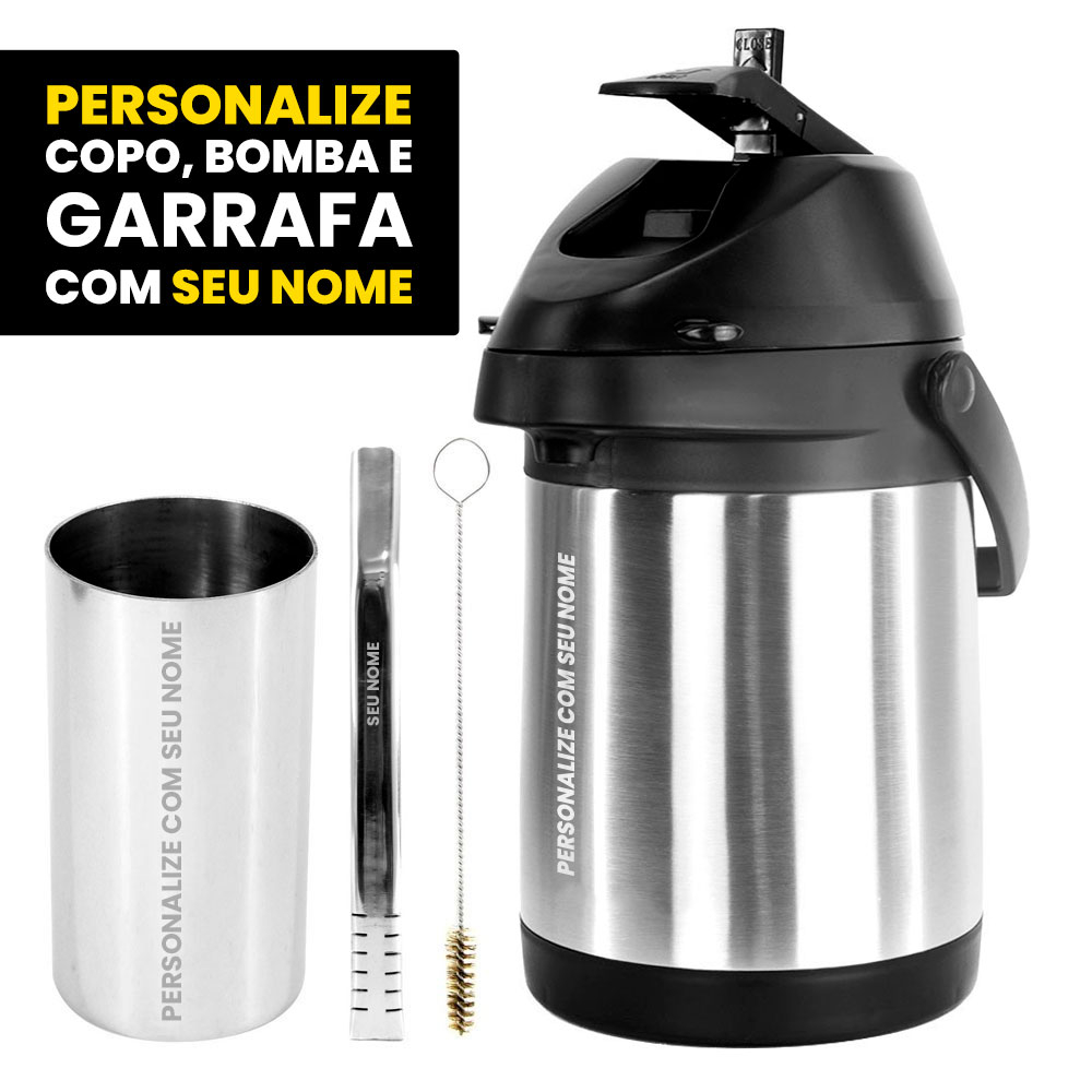 Kit Tereré Inox Garrafa Copo Bomba Filete 01 - Personalize Seu Nome em Oferta na Shopee