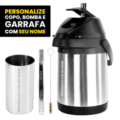 Kit Tereré Inox Garrafa Copo Bomba Filete 01 - Personalize Seu Nome