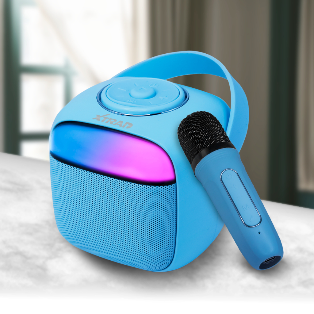 Caixa de Som Bluetooth RGB Com Microfone Sem Fio Recarregável Portátil Xtrad MK-2000