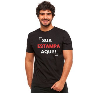Camiseta Tradicional Gola Redonda Masculina Algodão Estampa Personalizada C4e