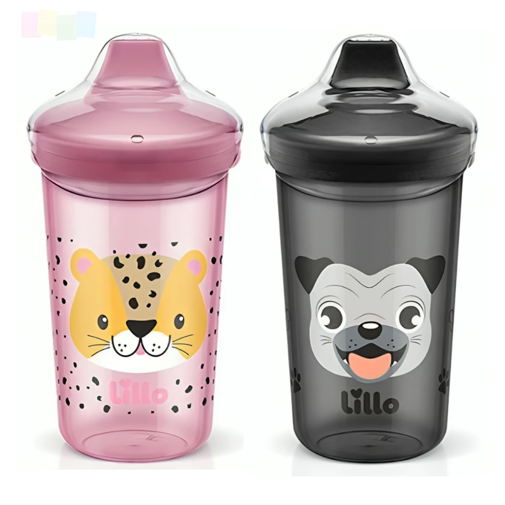 Copo para Transição Max Eco Lillo Antivazamento com Tampa de Proteção 320mL Funny Cachorro e Onça