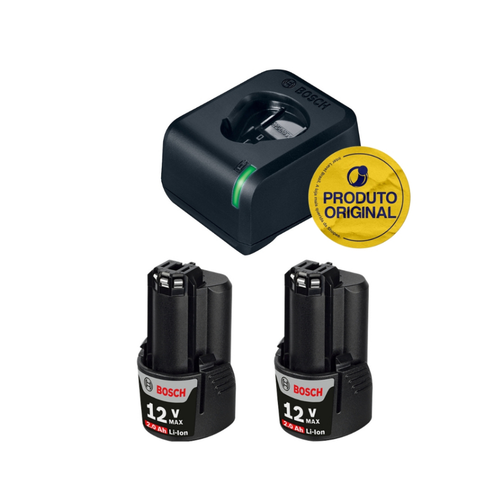 Carregador Gal 12v-20 + 2 Baterias Gba 12v 2ah Bosch em Oferta na Shopee