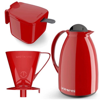 Kit Café Prático Unitermi 3 Peças - Garrafa Térmica + Açucareiro + Suporte Filtro