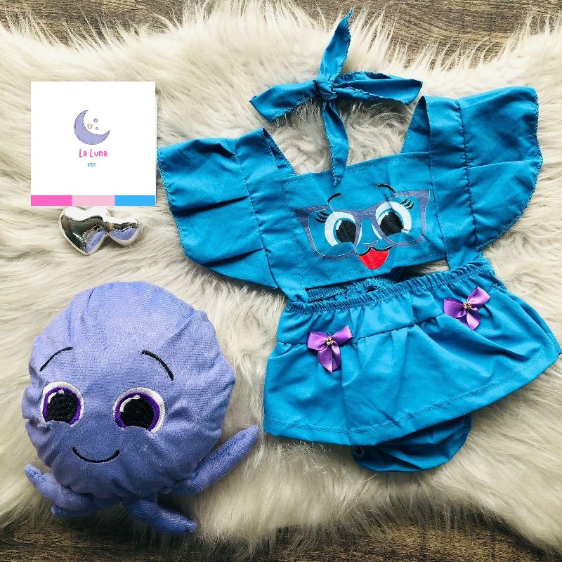 Romper Jardineira Body Mesversário Mesversario Menina Tematico Temático Bolofofo Azul