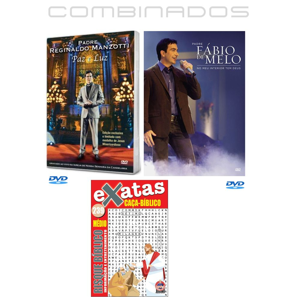Kit: DVD Fabio de Melo  + DVD Paz e Luz + Revista Caça Bíblico
