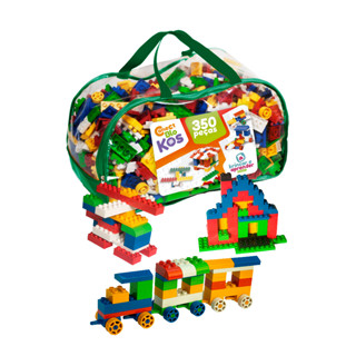Brinquedo Blocos De Montar Com Rodinhas 350 Peças