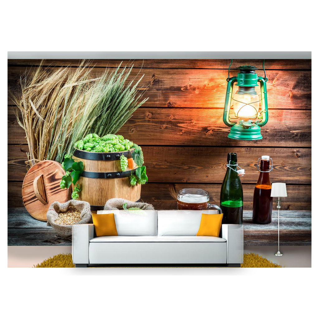 Papel de Parede Alimento Adesivo Decorativo Decoração Restaurante Adega Cerveja Chopp - AL065
