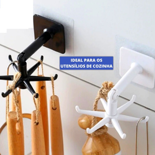 Gancho Rotativo Multifuncional para Utensílios de Cozinha com Adesivo para Fixação em Oferta na Shopee