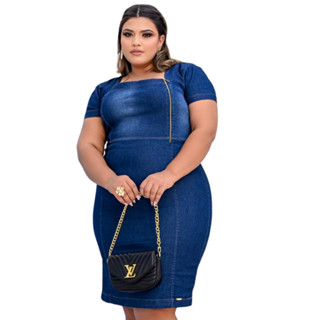 Vestido Plus Size Moda Maior Jeans Evangelica Comportado