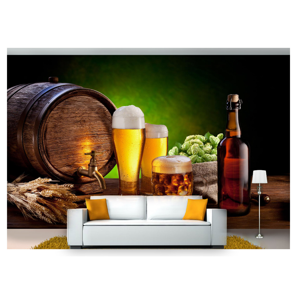Papel de Parede Alimento Adesivo Decorativo Decoração Restaurante Adega Cerveja Chopp - AL072