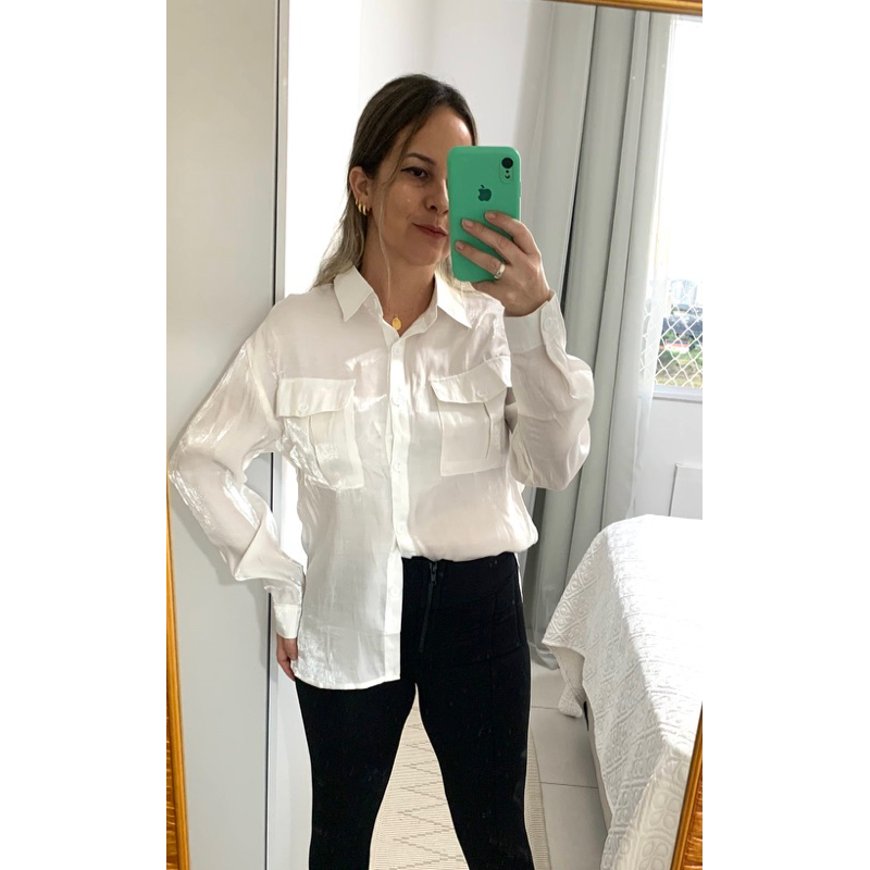 Blusa Social Feminina Branca Manga Longa Promoção