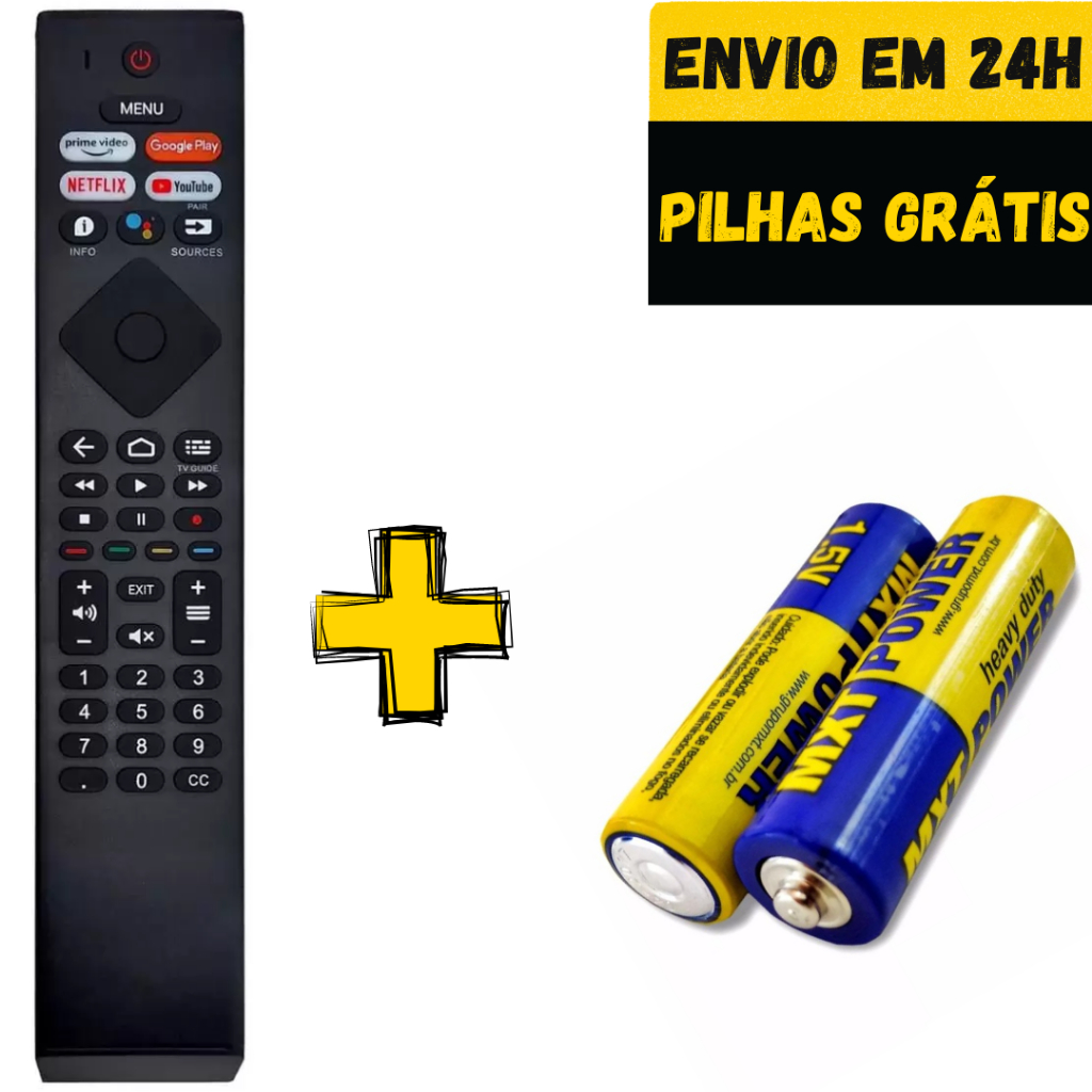 Controle Remoto TV Philips ANDROIDTV 4k Smart 50pug7406 55 65 70 - Skylink + PILHAS