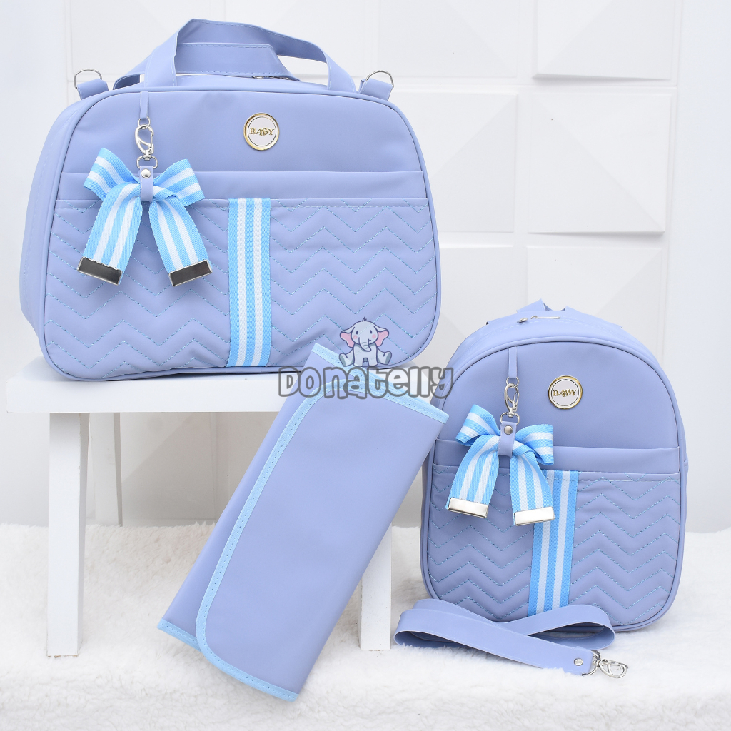 Kit de Bolsa Maternidade 3 Peças com Faixa e Laço, Térmica Impermeável DONATELLY