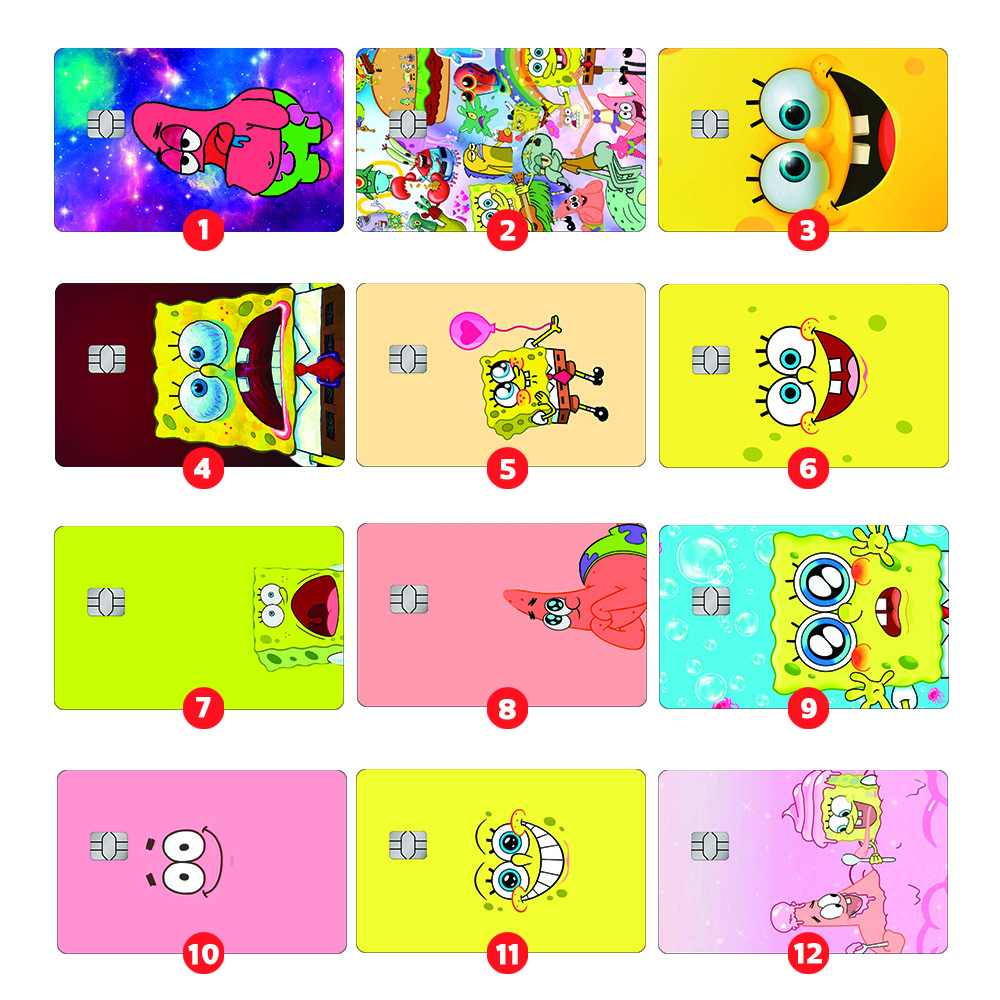 Adesivo para Cartão de Credito Bob Esponja Calça Quadrada Patrick Pelicula Protetora Cartao Debito Credito Alimentação