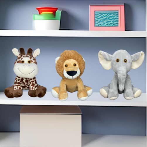 Kit Elefante Leão Girafa De Pelúcia Safari para Nicho e Decoração Quarto Bebê