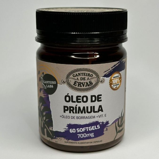 Óleo de prímula óleo de onagra + óleo de borragem + vit. E 700mg 60caps Canteiro de Ervas