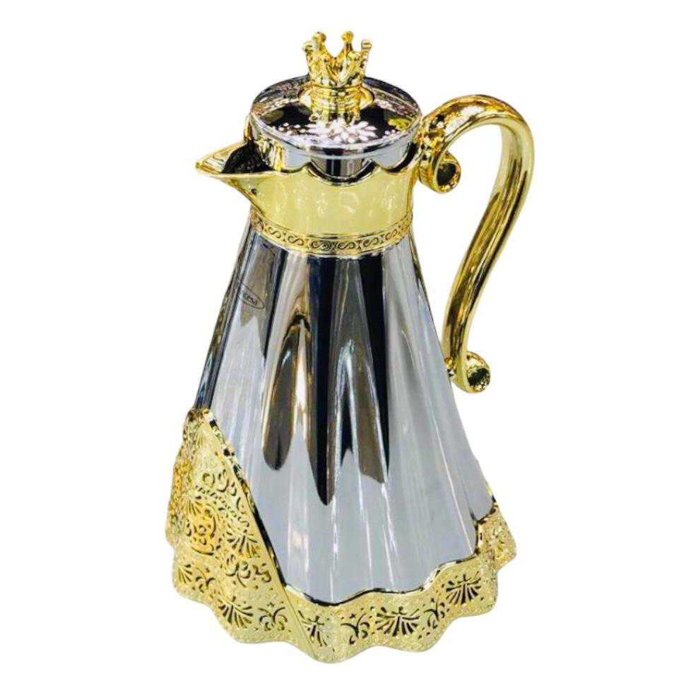 Garrafa Térmica Inox Estilo Árabe Prateado com Dourado Princesa 1L