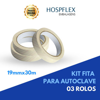 Kit 3 Fita Adesiva Para AutoClave Indicadora para Esterilização Hospflex Completa Alicates, Espatulas, Manicure e Instrumentos Cirurgicos em Geral