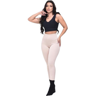Calça Feminina Legging 3d Veludo Canelada Cintura Alta Lisa Calça Legging Calça Veludo Calça