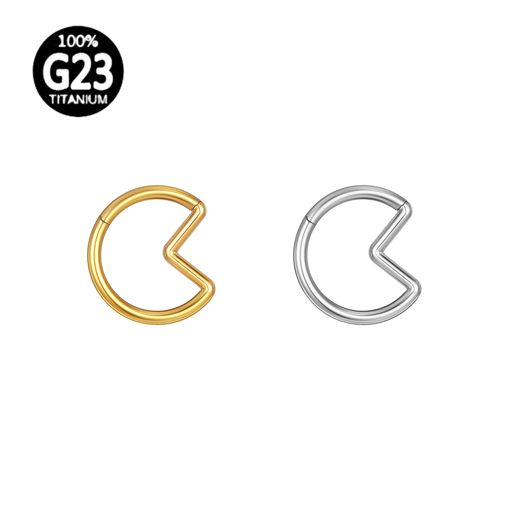 Piercing Conch Argola em Titânio com Design Pac-Man Segmento Articulado Septril Rook Nariz