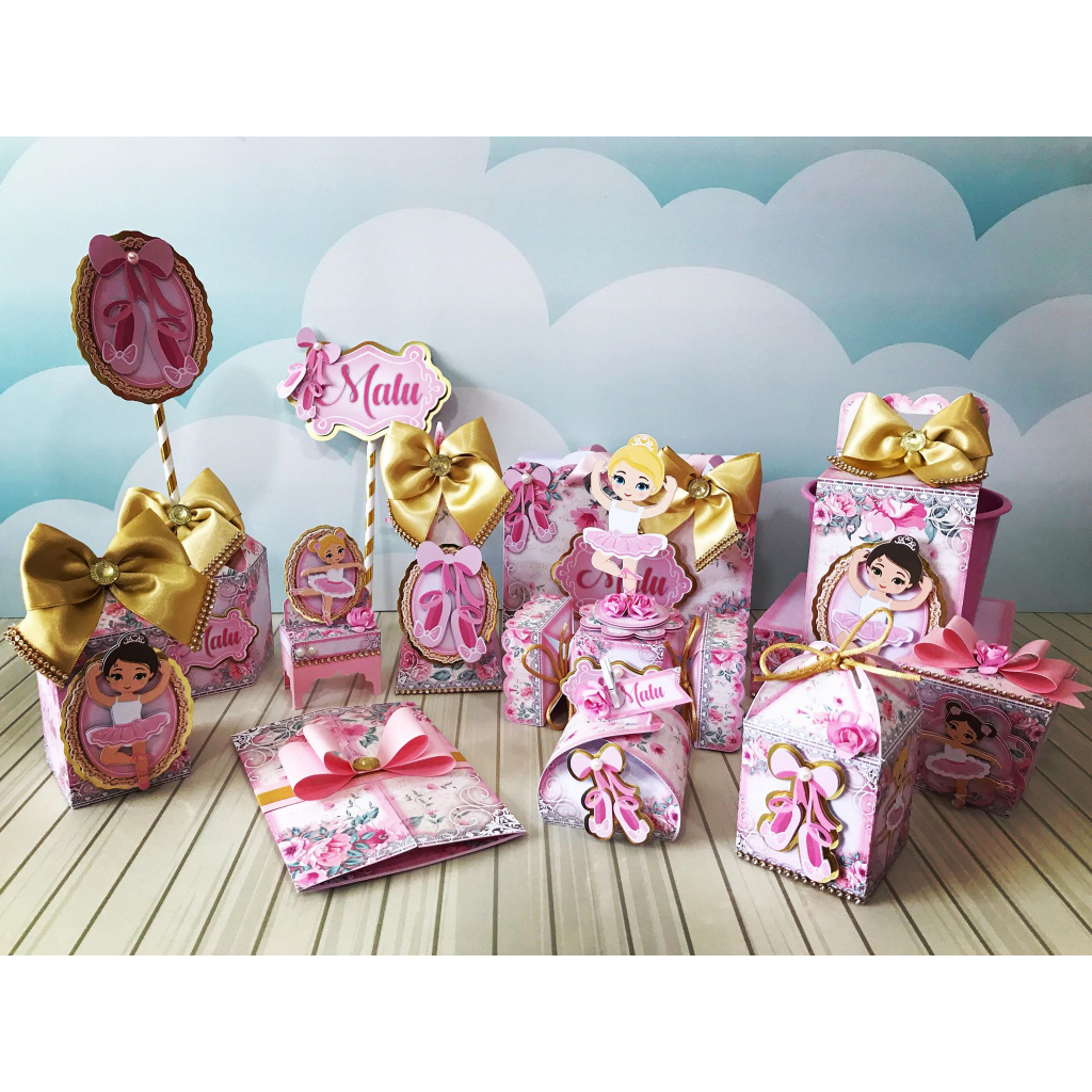 Kit de caixinhas personalizadas, milk, cone e sushi, lembrancinhas, decoração Kit de festa aniversário bailarina