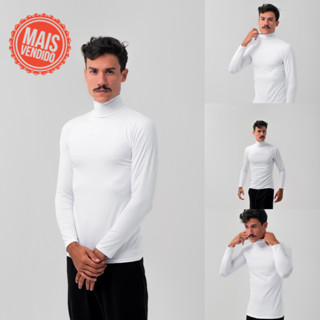 Camiseta Gola Alta Proteção Uv Segunda Pele Academia Branco Solar 50+