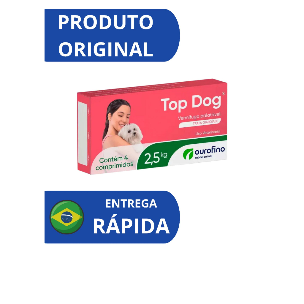 Vermífugo Top Dog Para Cães Até 2,5 Kg - Ourofino