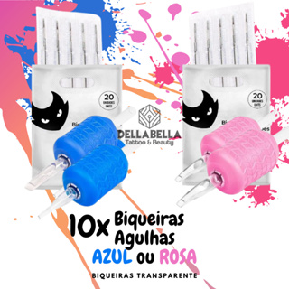 KIT 10 Agulhas Aston Machine e 10 Biqueiras Azul ou rosa TRANSPARENTE Electric Ink  Tatuagem Tattoo em Oferta na Shopee