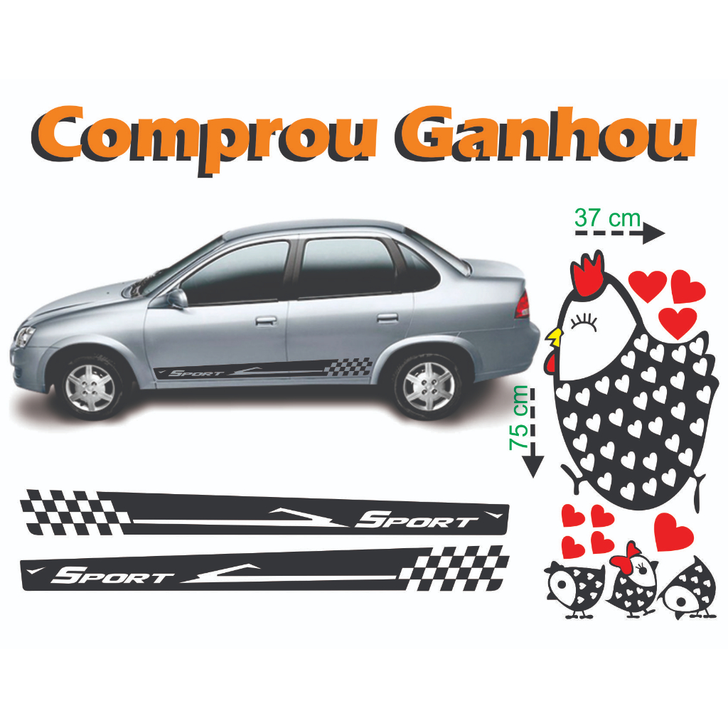 kit Adesivos Faixa Lateral Corsa Classic 2 e 4 Portas Corsa Hatch ou Sedan