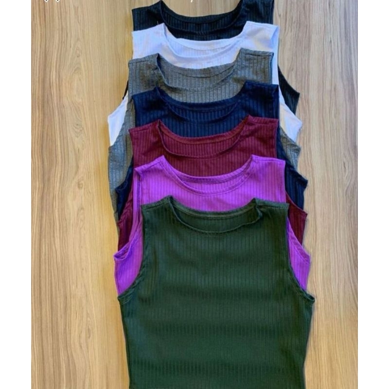 Kit 5 cropped regatinha canelado cores variadas em Oferta na Shopee
