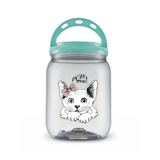 Pote Porta Ração Armazenador 1,7L Gato Baby Cat Petiscos Porta Guarda Ração Com Alça Contêiner Dispenser Pet Com Tampa Portátil