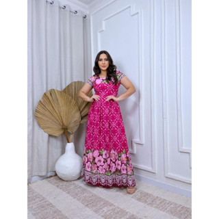 Vestido Longo Floral Moda Feminina Evangelica Luxo