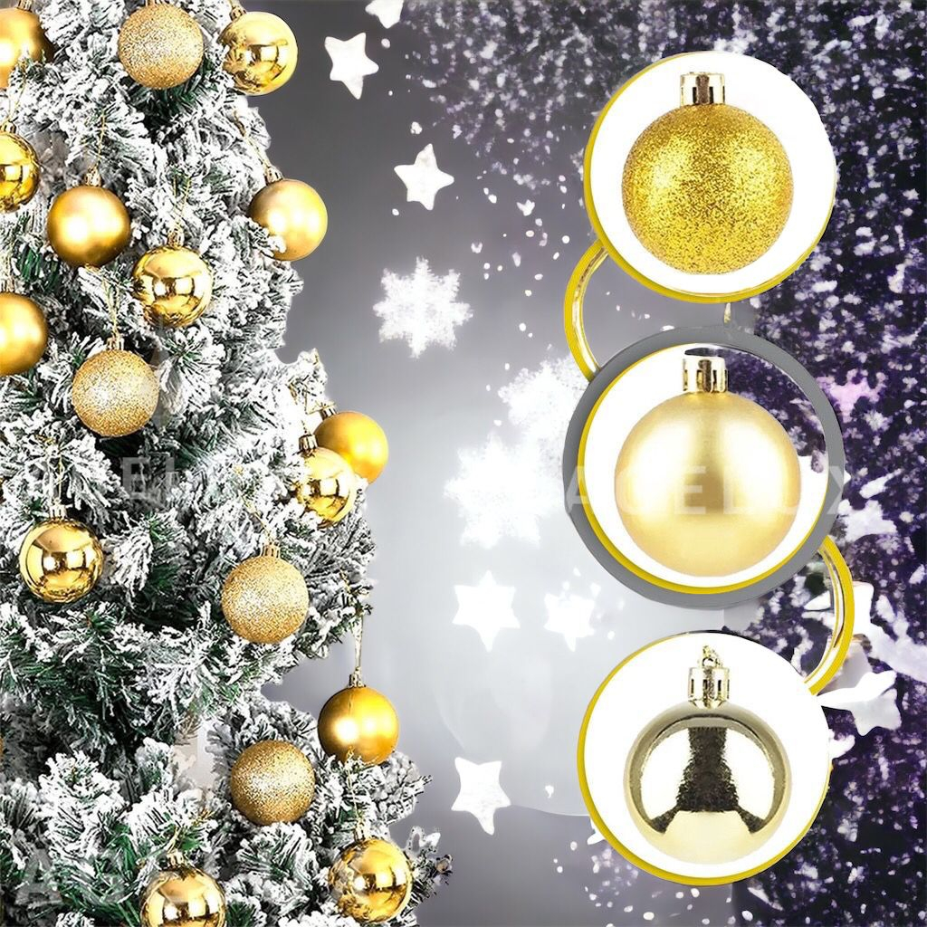 Kit 7 Bolinhas Dourada/ champanhe mista Natal Enfeite Luxo Decorar Pendurar Árvore Bolas 2,5cm