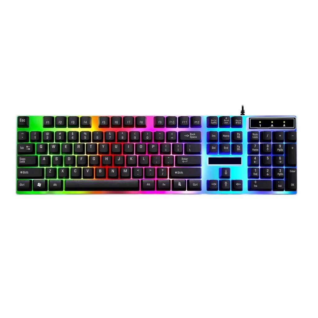 Teclado Gamer G21 c/ Fio USB - Iluminado com LED RGB - Semi Mecânico - PC Computador Notebook