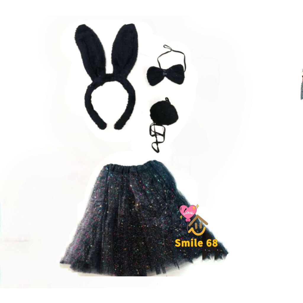 Kit Tiara De Coelho + Saia Tule Fantasia Cosplay Para Carnaval E Festa Para Adultos E Infantil