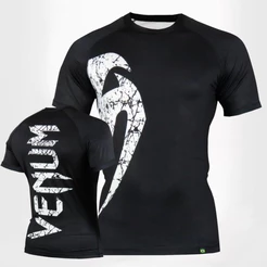 Rashguard Jiu Jitsu Venum Compressão Giant Classic Preto Black Manga Curta Proteção U.V