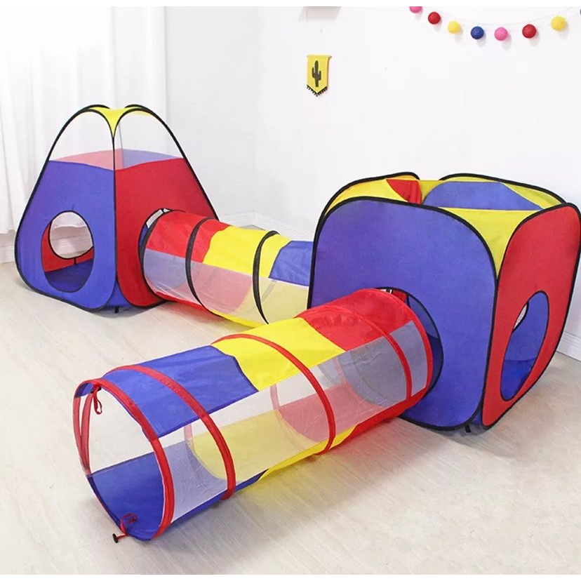 Barraca Toca Tunel Colorida 4x1 Tenda Acampamento Infantil Brincadeira Incrivel