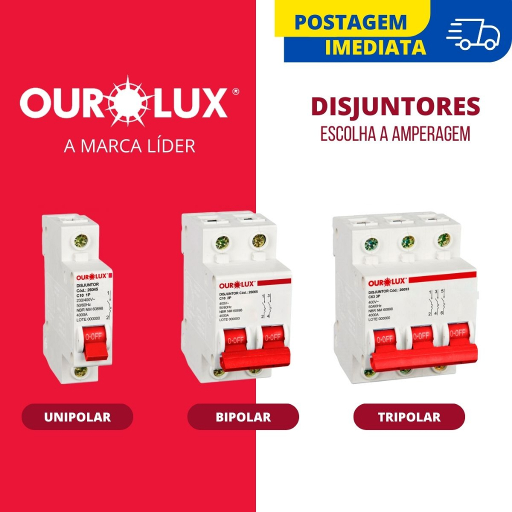 Disjuntor Ourolux Monofasico Bifasico Trifasico Unipolar Bipolar Tripolar