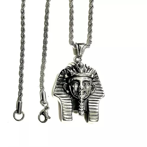 Corrente Pingente Aço Tutankamon Egípcio Faraó Tutankhamon 8708