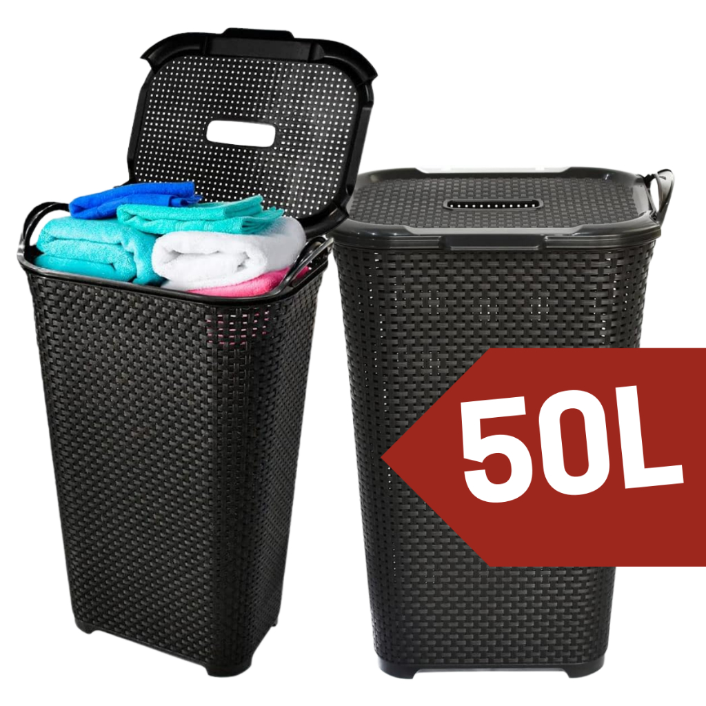 Cesto De Roupas Grande 50l Preto Roupeiro Com 12 Prendedores Cesto Suja Roupa Organizador De Roupas