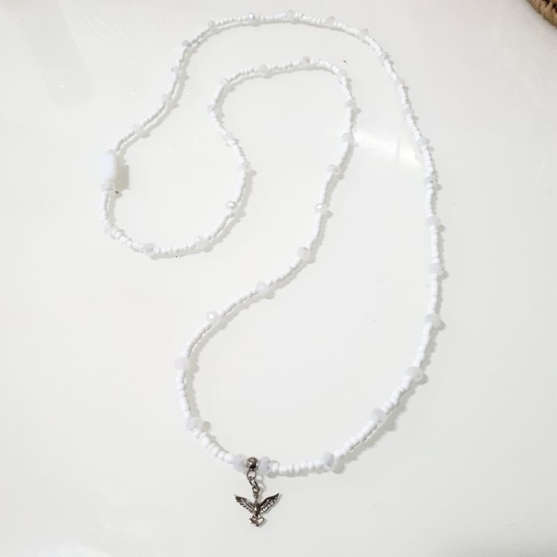 Guia de Oxalá Cristal Pomba Opaxoro Branco Firma de Murano Guia de Proteção Promoção Obatalá Oxaguia