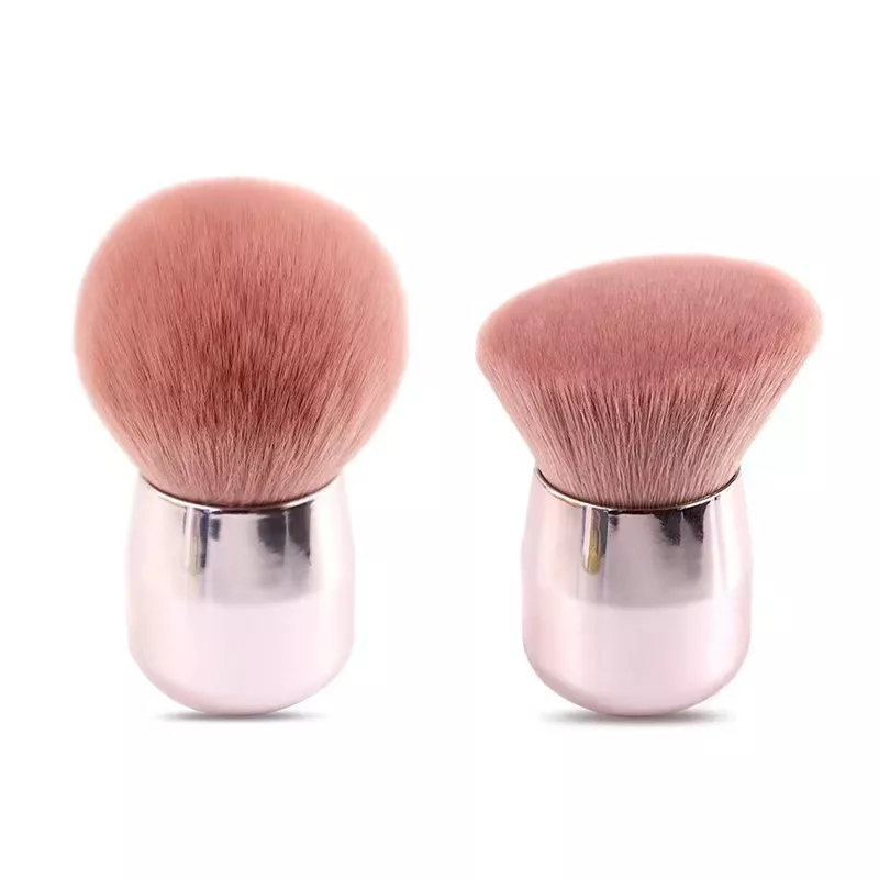 Pincel De Maquiagem Rosa Kabuki Facial Pó, Blush e Base