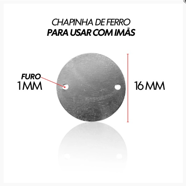 Chapinha de metal para Imã disco 16mm / artesanato / souvenir 50pçs