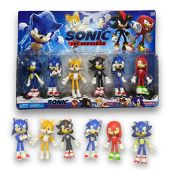 Kit 6 Bonecos Sonic & Seus Amigos Coleção Infantil Brinquedo