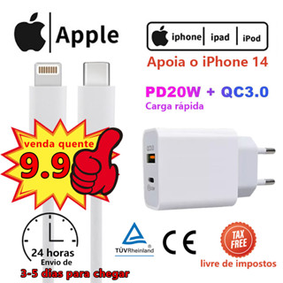 Kit Carregador De iPhone Fonte + Cabo Carregamento Rápido PD 20w+QC3.0 Porta Carregador Dual USB Tipo C Para iPhone 11/12/13/14 Certificação CE TUV teste